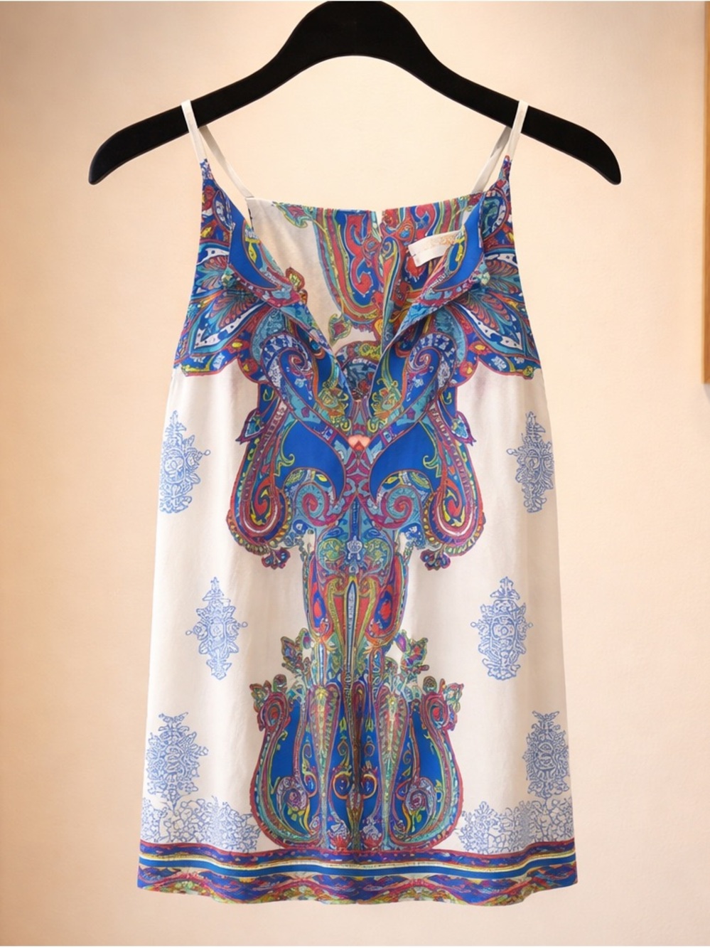 Renee C. White Halter Top with Multicolor Paisley